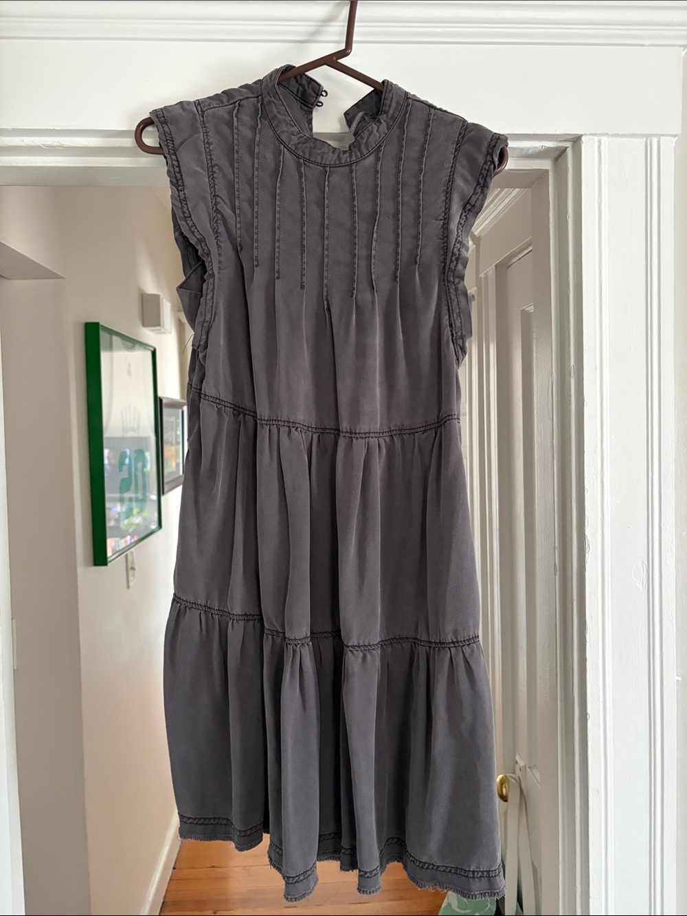 Anthropologie Sleeveless Tiered Midi Dress in Charcoal